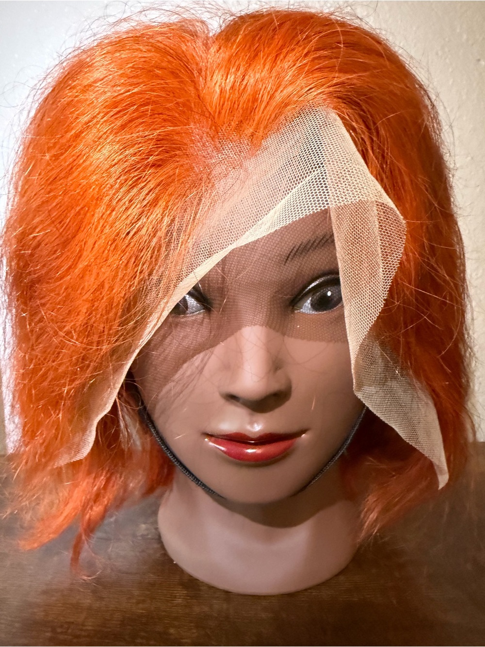 Vibrant Orange Lace Front Women's Wig - Unbranded